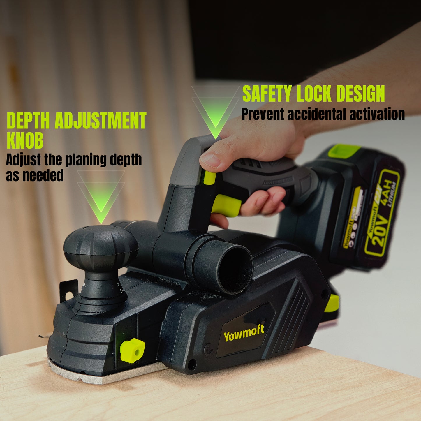 Yowmoft 20V C2X Series Cordless Planer BPC-2 Kit(with 4.0Ah battery and Charger)