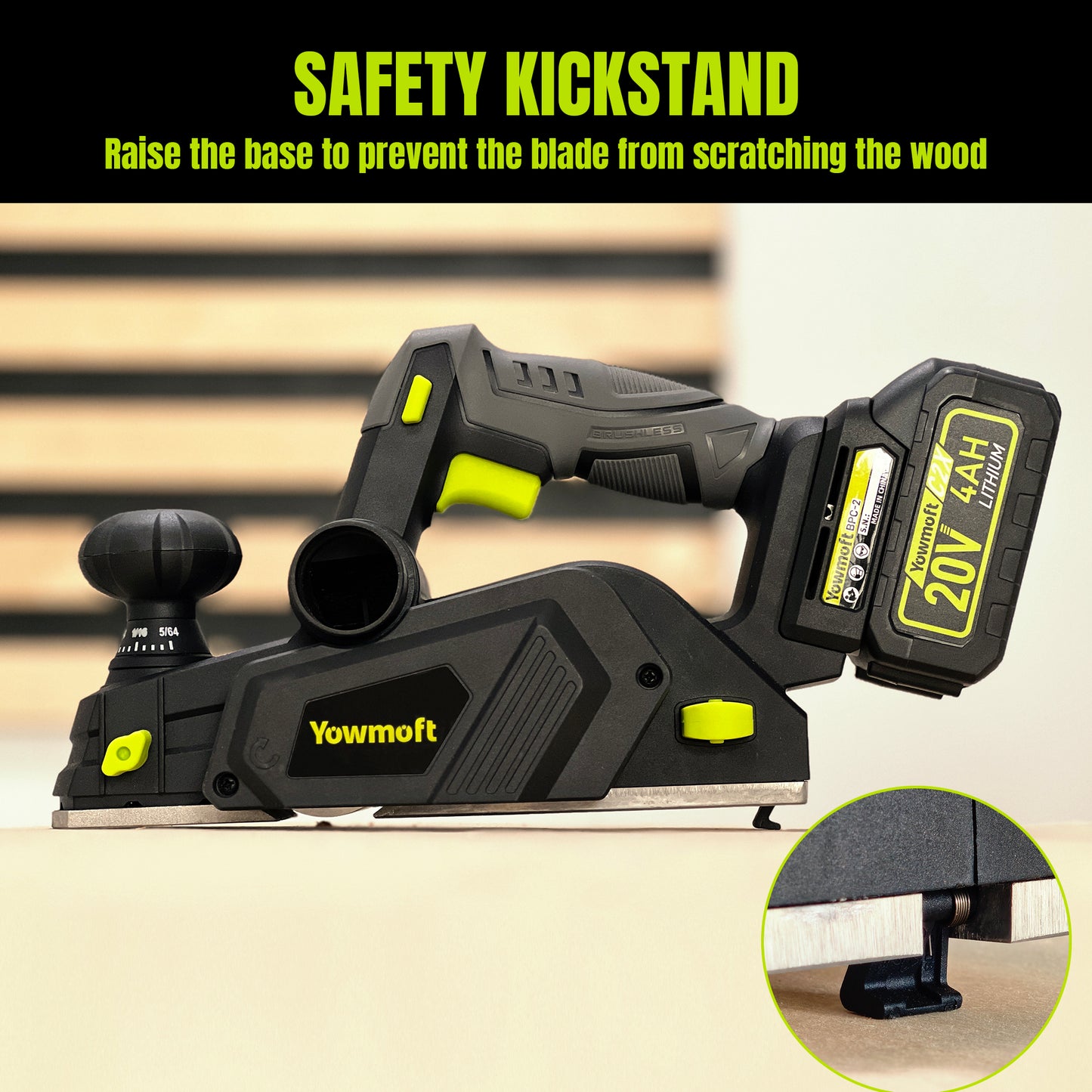 Yowmoft 20V C2X Series Cordless Planer BPC-2 Kit(with 4.0Ah battery and Charger)